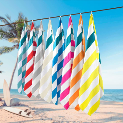 la donna della pelle scamosciata 200gsm ha stampato l'asciugamano di spiaggia a strisce di rosa dell'asciugamano di spiaggia